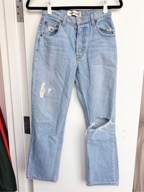 Reformation Light Wash Straight-Leg Distressed Jeans